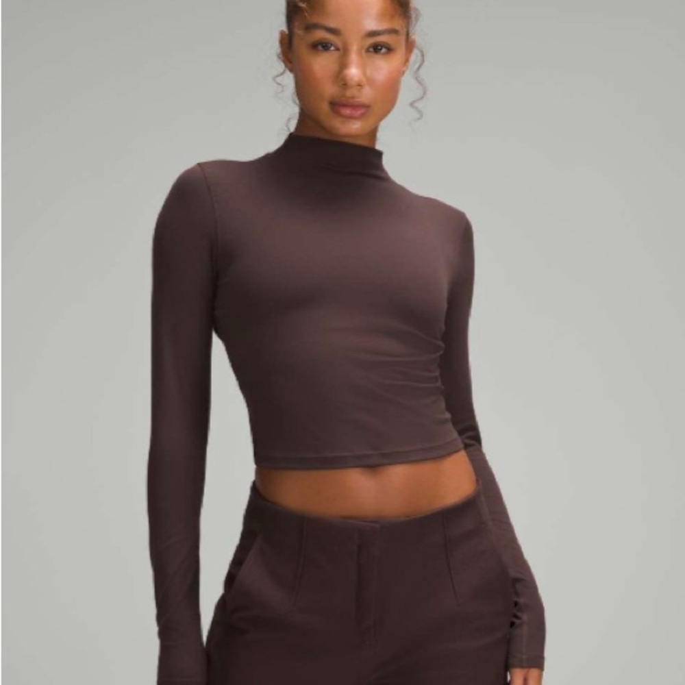 Lululemon All Aligned Mock Neck long sleeve espresso Sz 10